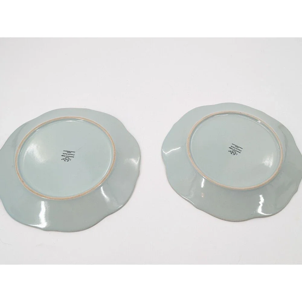 Lenox French Perle Plates Embossed Scalloped Bead Swirl Light Blue 11